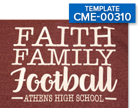 brown garment with "Faith Family Football - Athens High School" 